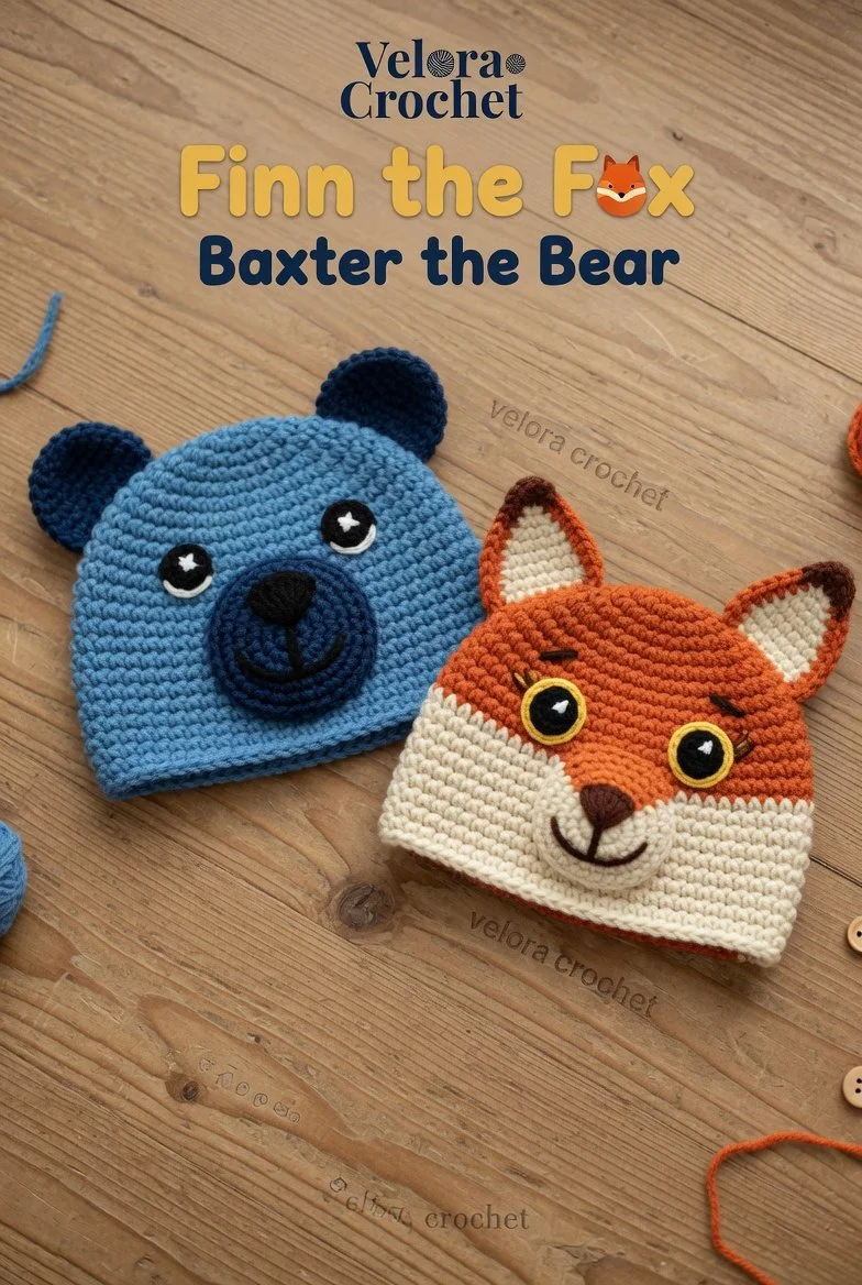 Crochet dog face beanie pattern for kids, showcasing a playful design.