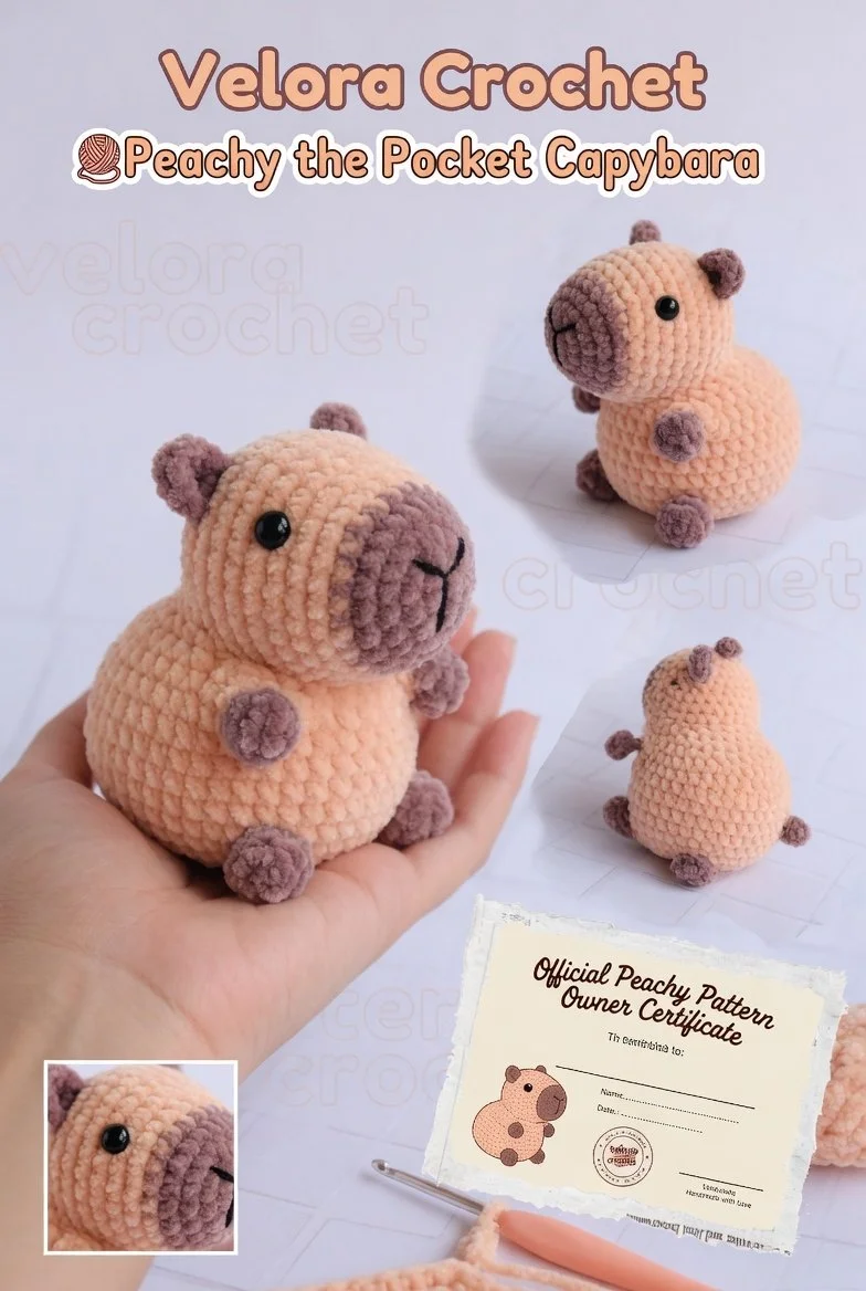Cute Pocket Capybara amigurumi crochet project pattern