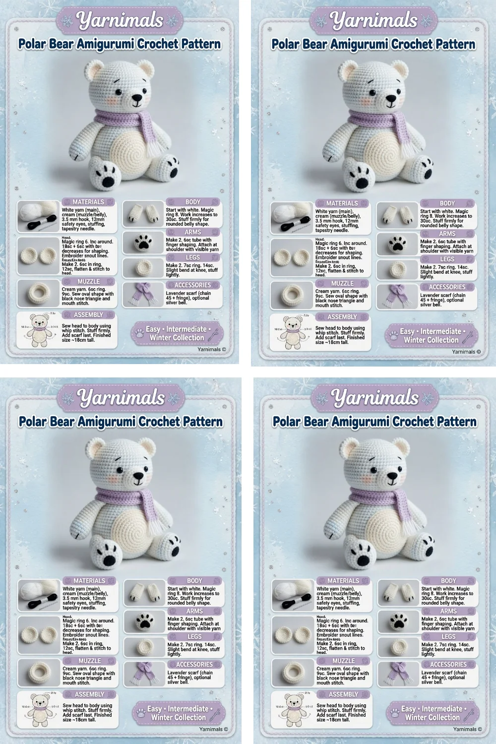 Polar Bear Amigurumi Crochet Pattern – Winter Plush Toy