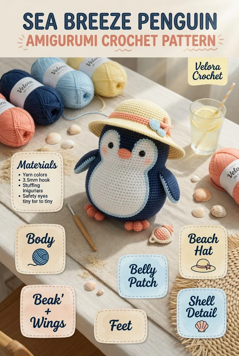 Sea Breeze Penguin Amigurumi Crochet Pattern