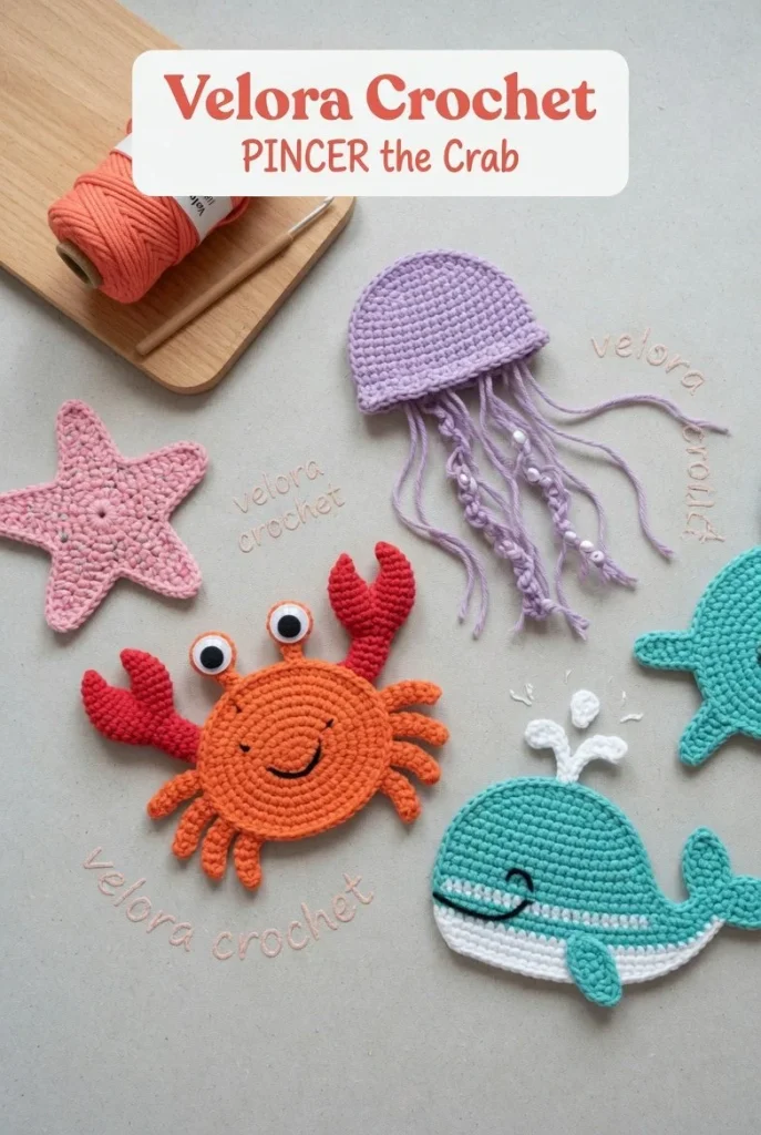 Crochet sea creature coasters, beginner-friendly DIY home decor project