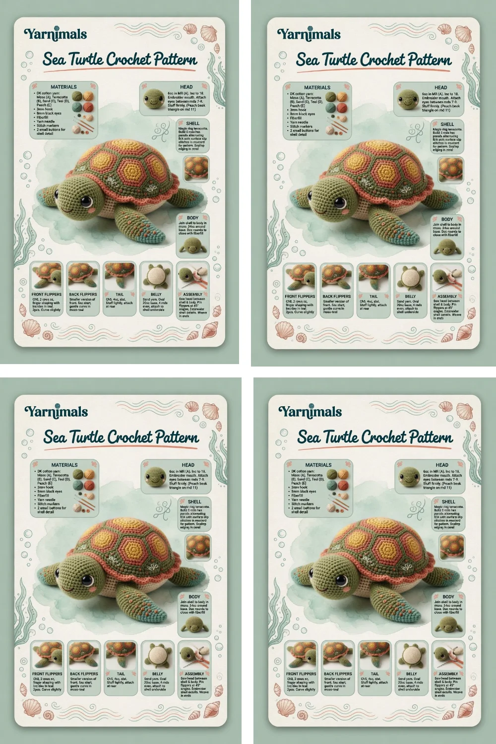 Sea Turtle Crochet Pattern – Ocean Amigurumi Plush Toy