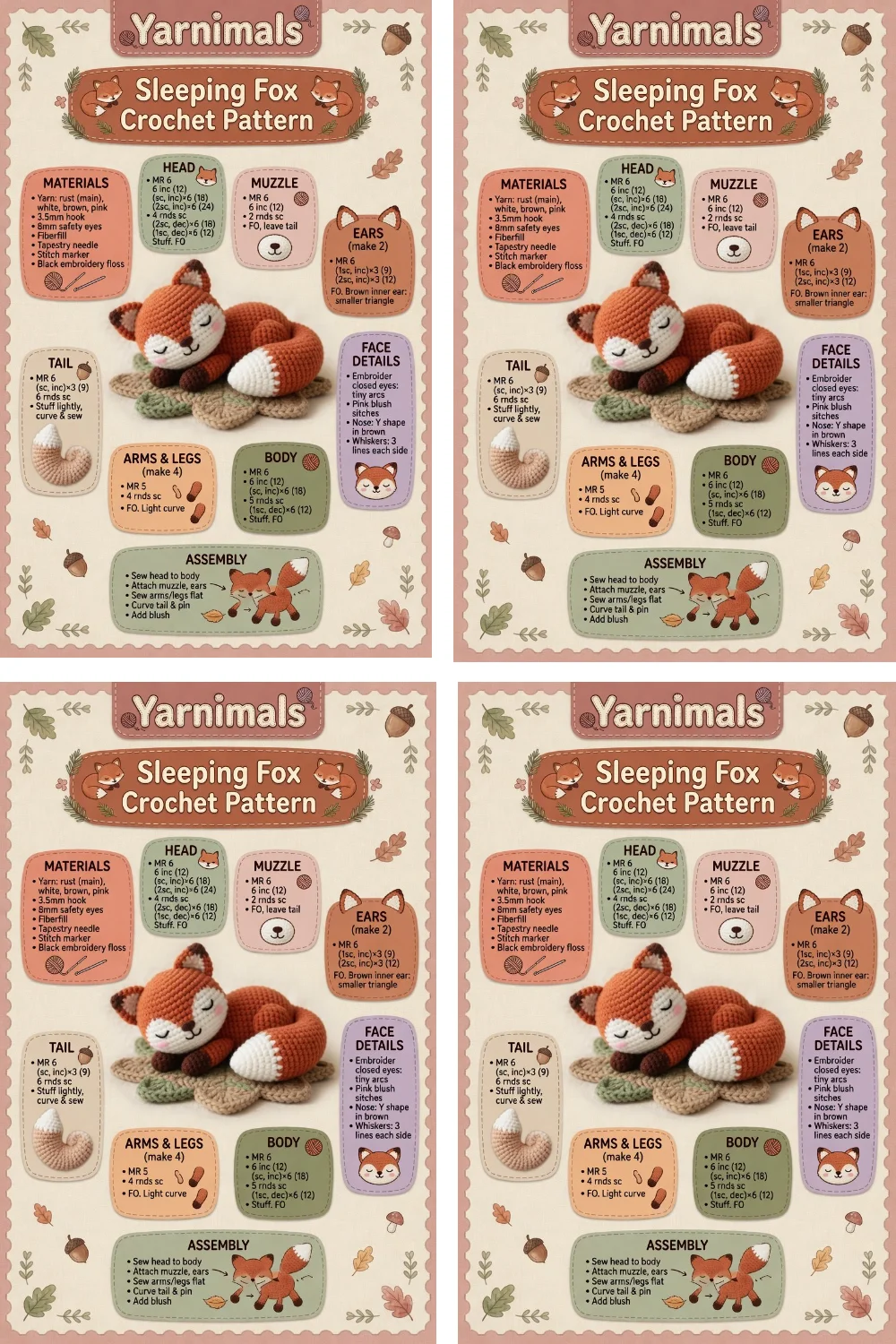 Sleeping Fox Crochet Pattern – Cozy Amigurumi Woodland Animal