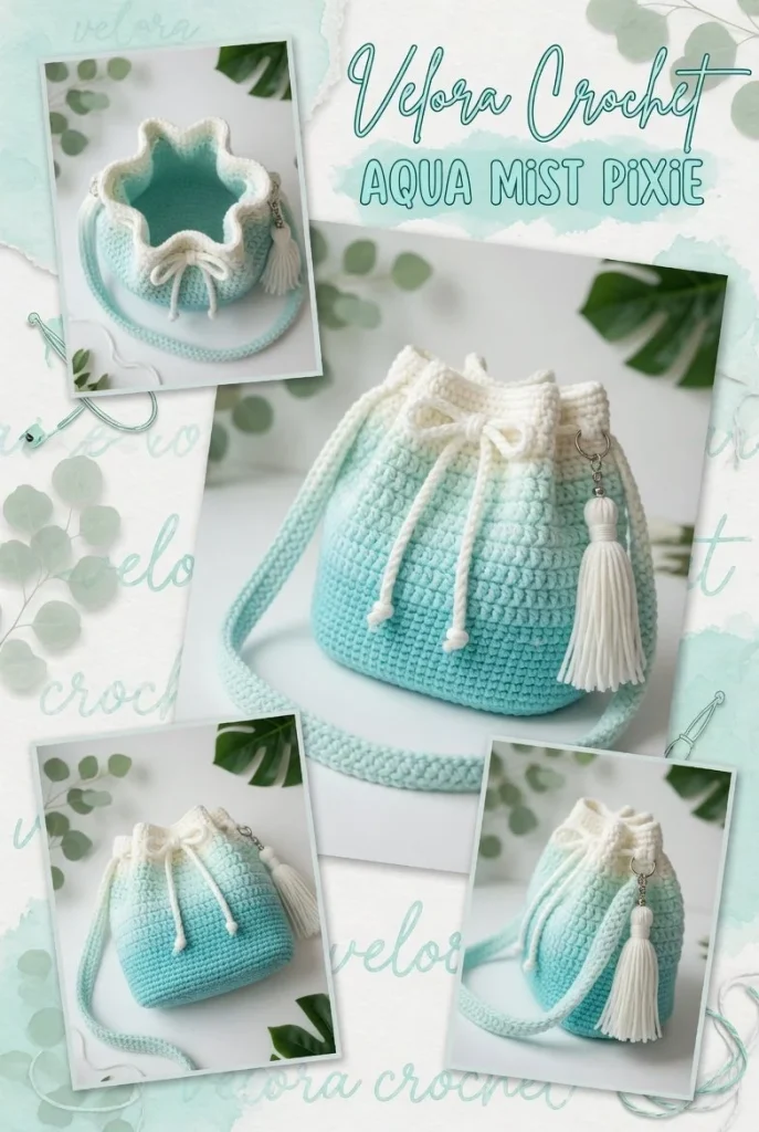 Sporty color block crochet handbag pattern with tassel charm for DIY enthusiasts.