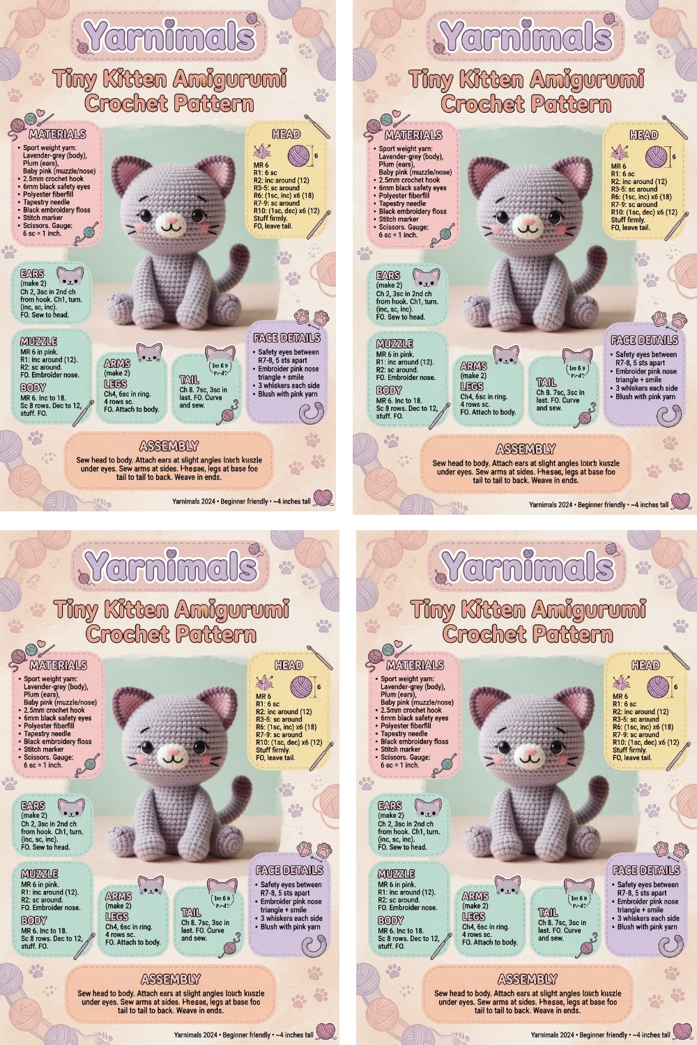 Tiny Kitten Amigurumi Crochet Pattern – Cute Cat Plush Tutorial