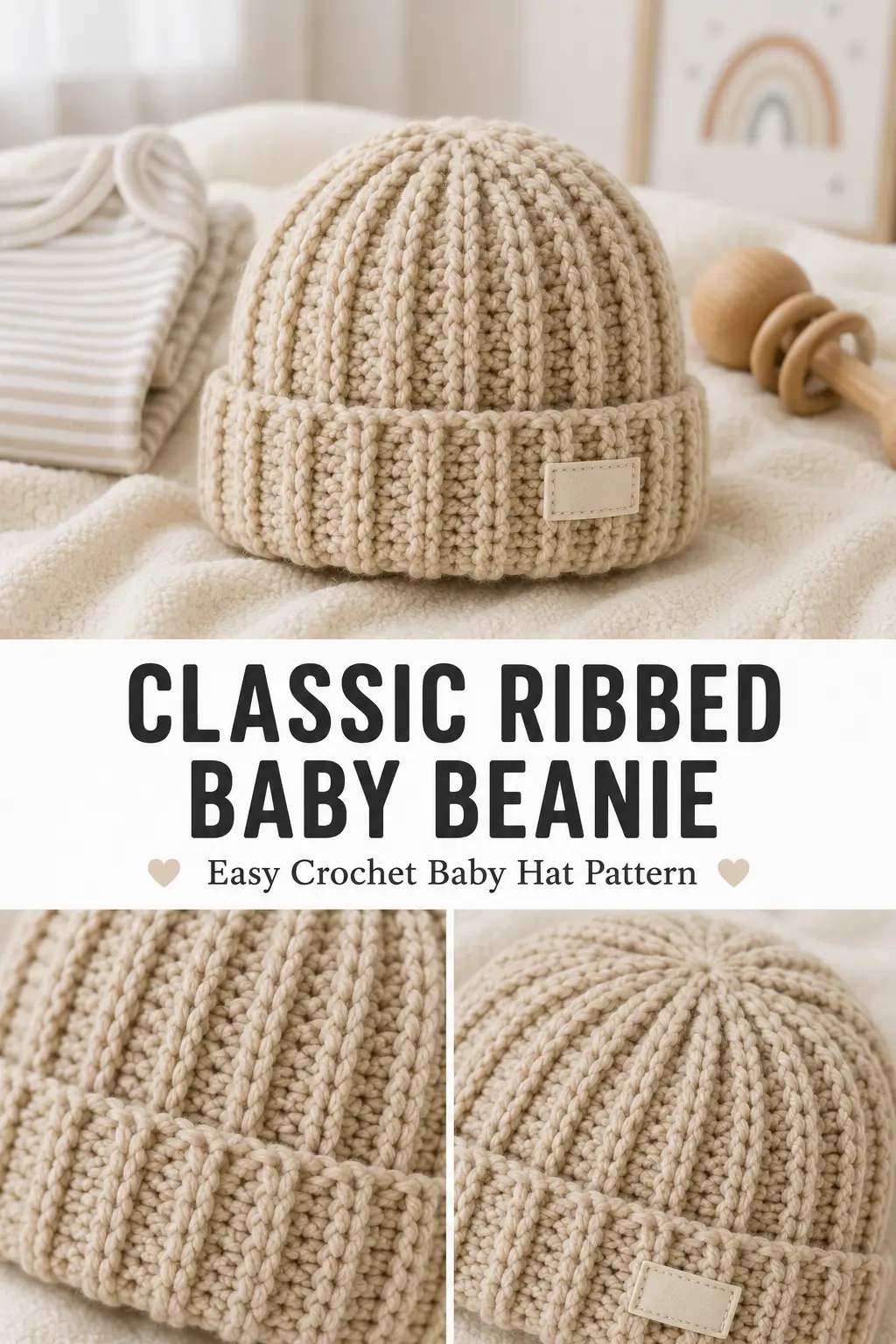 Classic Ribbed Baby Beanie Crochet Pattern