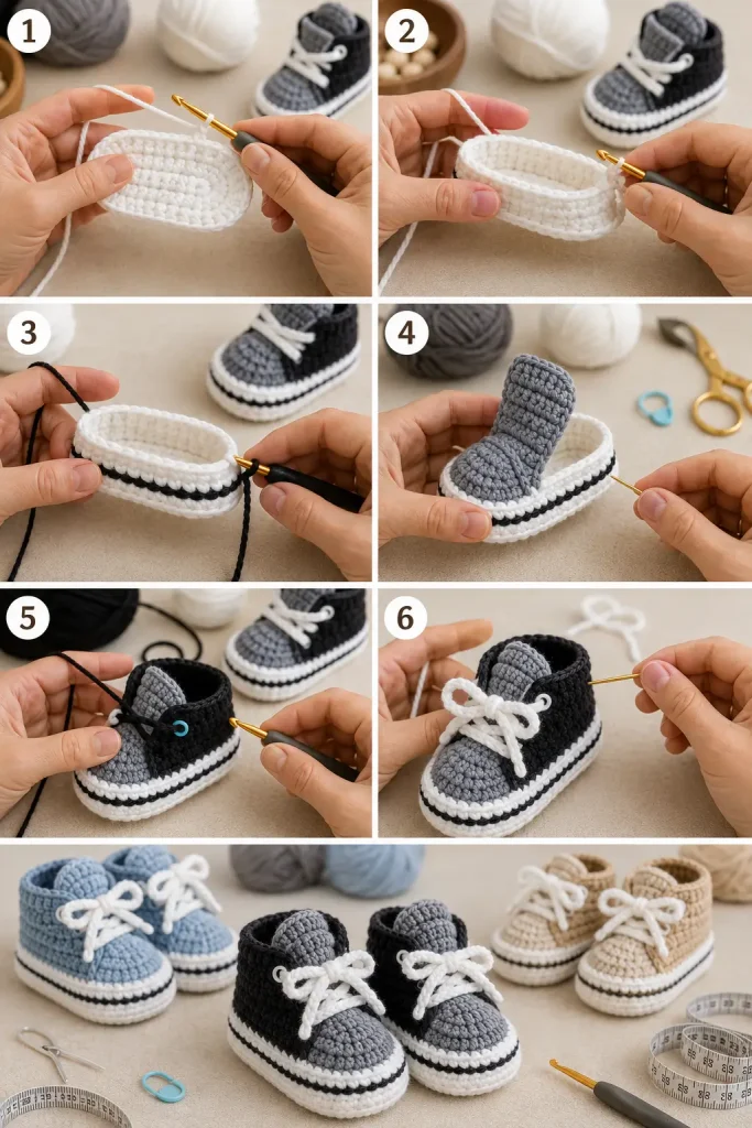 Baby Street Sneaker Crochet Booties Pattern