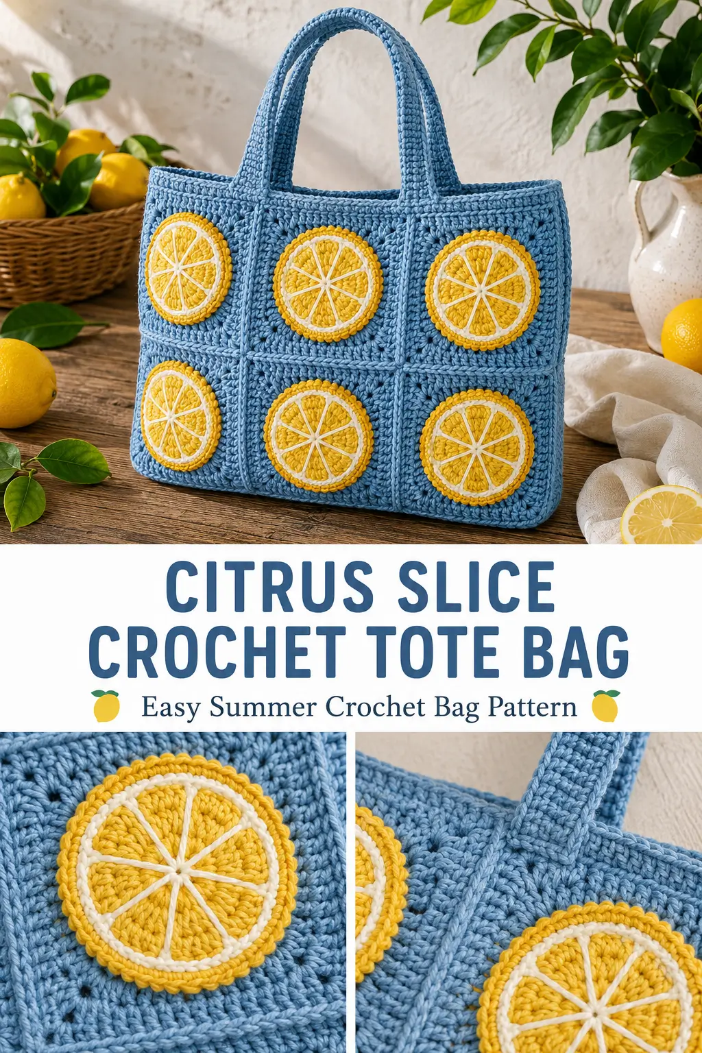 Citrus Slice Crochet Tote Bag Pattern