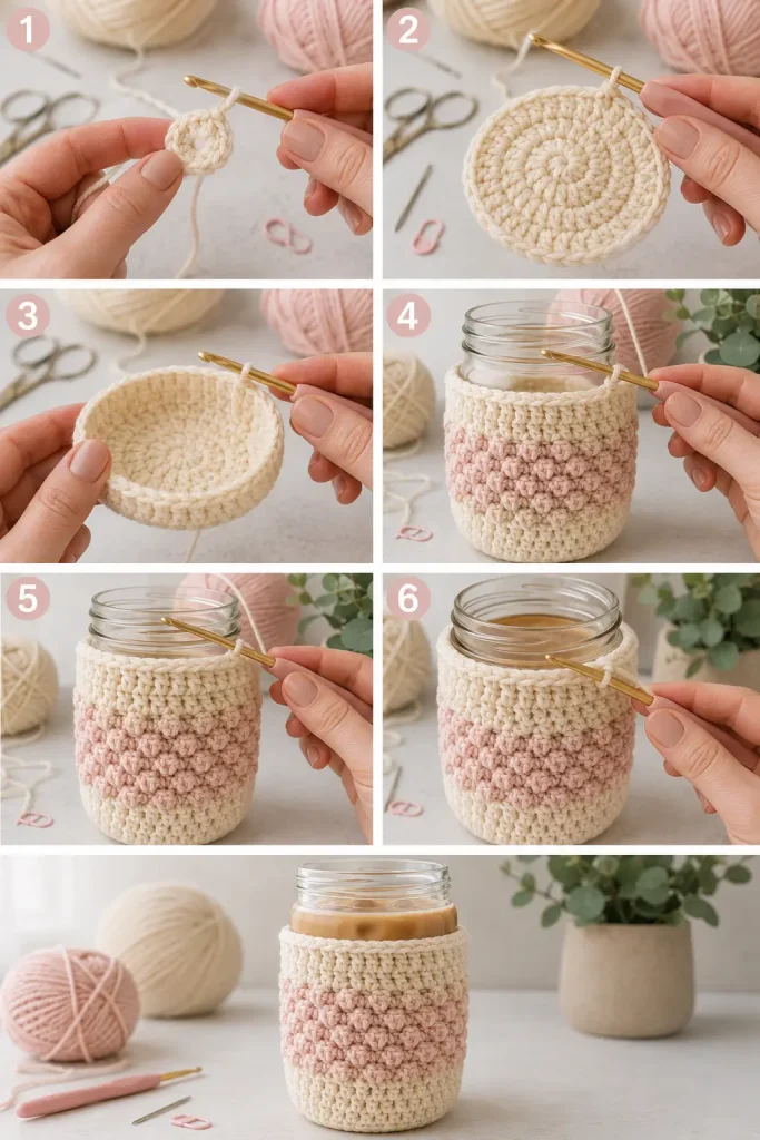 Blush Pebble Crochet Drink Cozy Pattern
