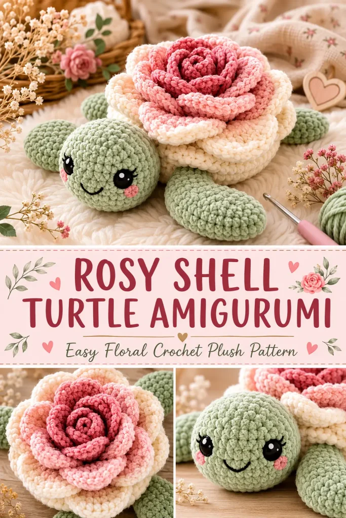 Rosy Shell Turtle Amigurumi Crochet Pattern