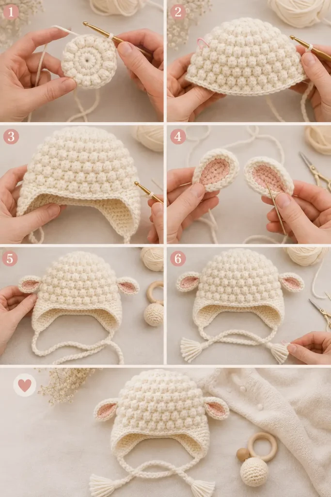Cozy Little Lamb Baby Crochet Hat Pattern