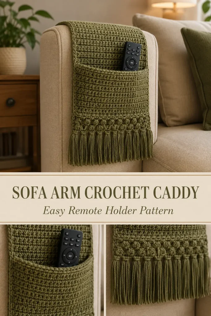 Sofa Arm Crochet Remote Caddy Pattern