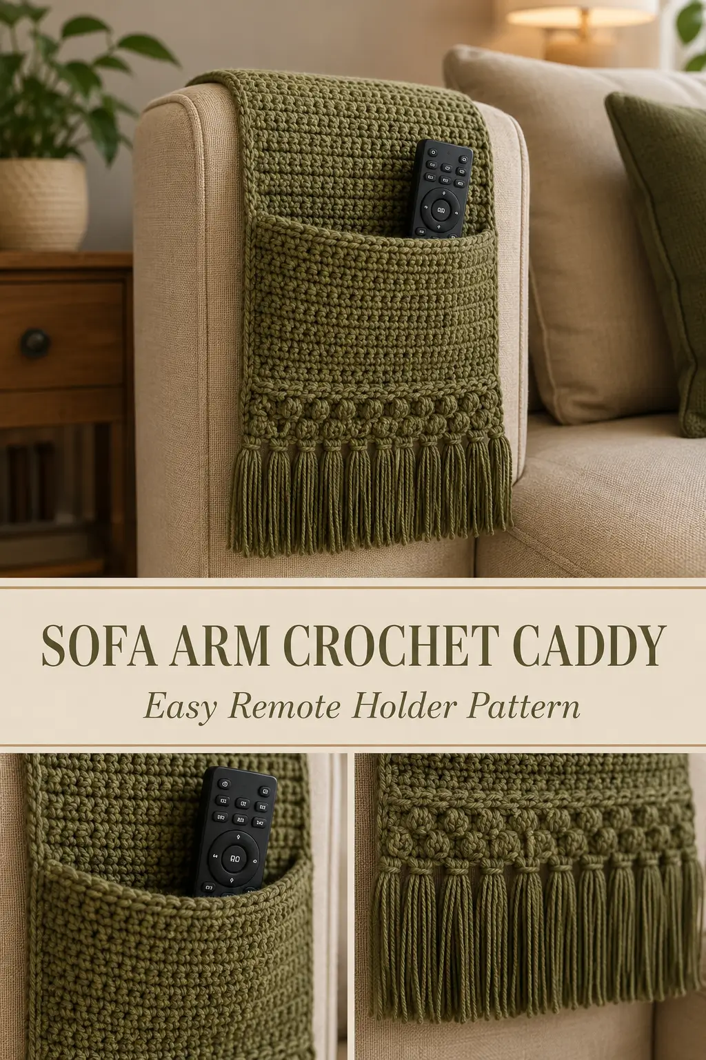 Sofa Arm Crochet Remote Caddy Pattern