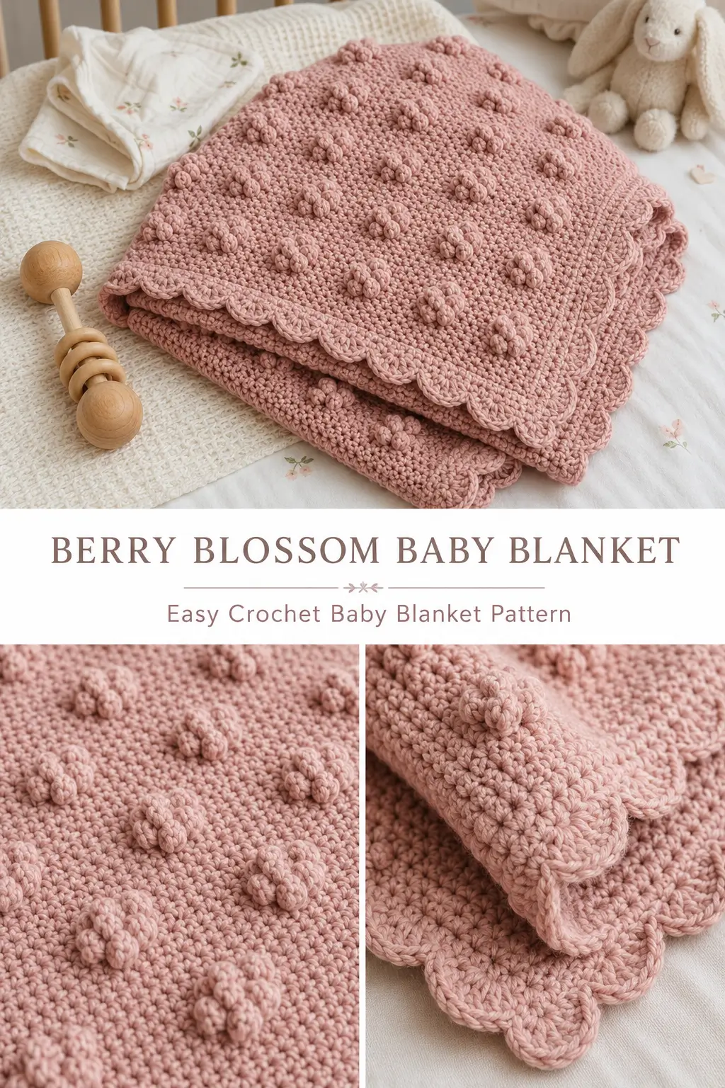 Crochet Berry Blossom Baby Blanket Pattern