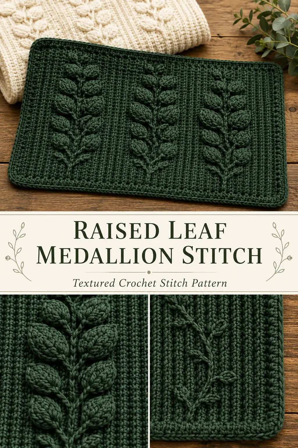 Raised Leaf Medallion Crochet Stitch Pattern