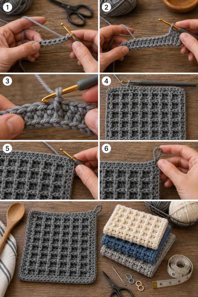 All-Purpose Waffle Stitch Crochet Dishcloth Pattern