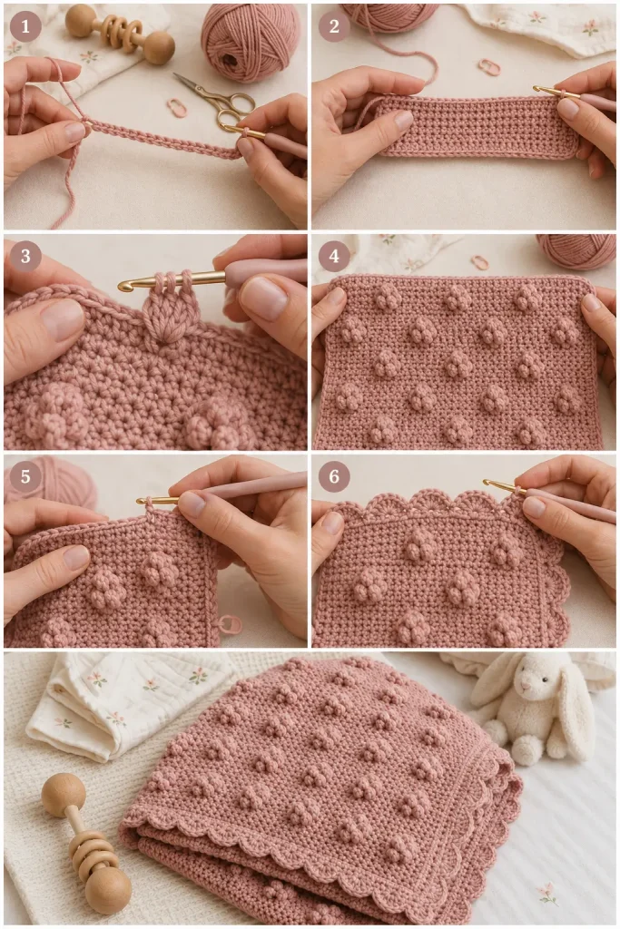 Crochet Berry Blossom Baby Blanket Pattern