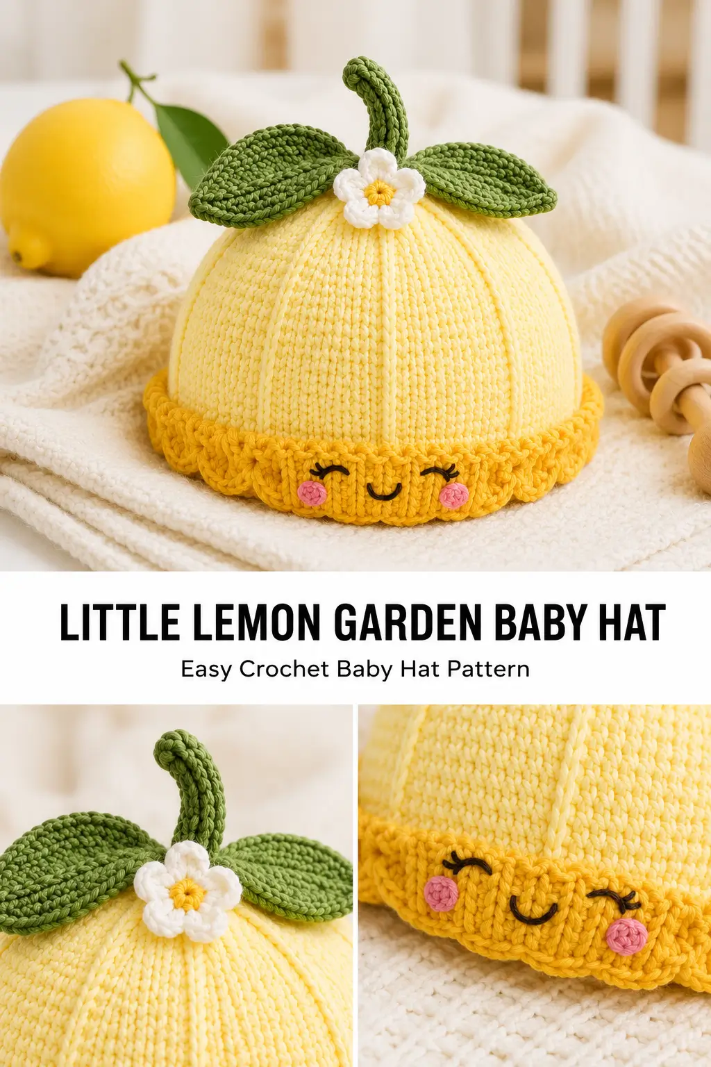 Little Lemon Garden Baby Hat Crochet Pattern