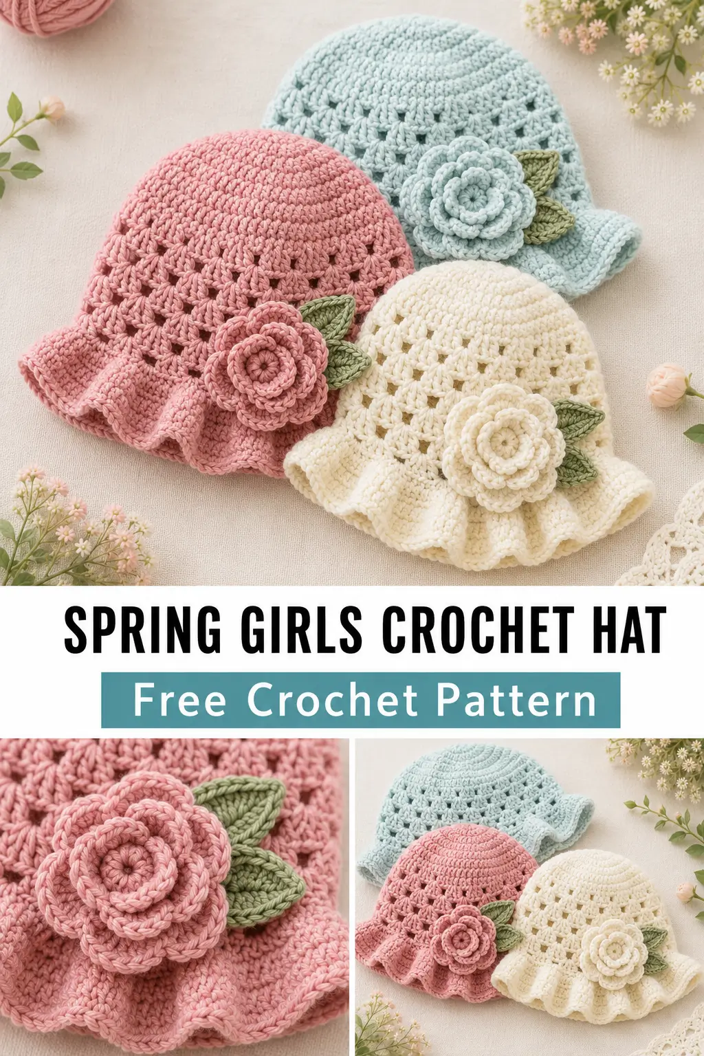 Blossom Breeze Girls Crochet Hat Free Pattern