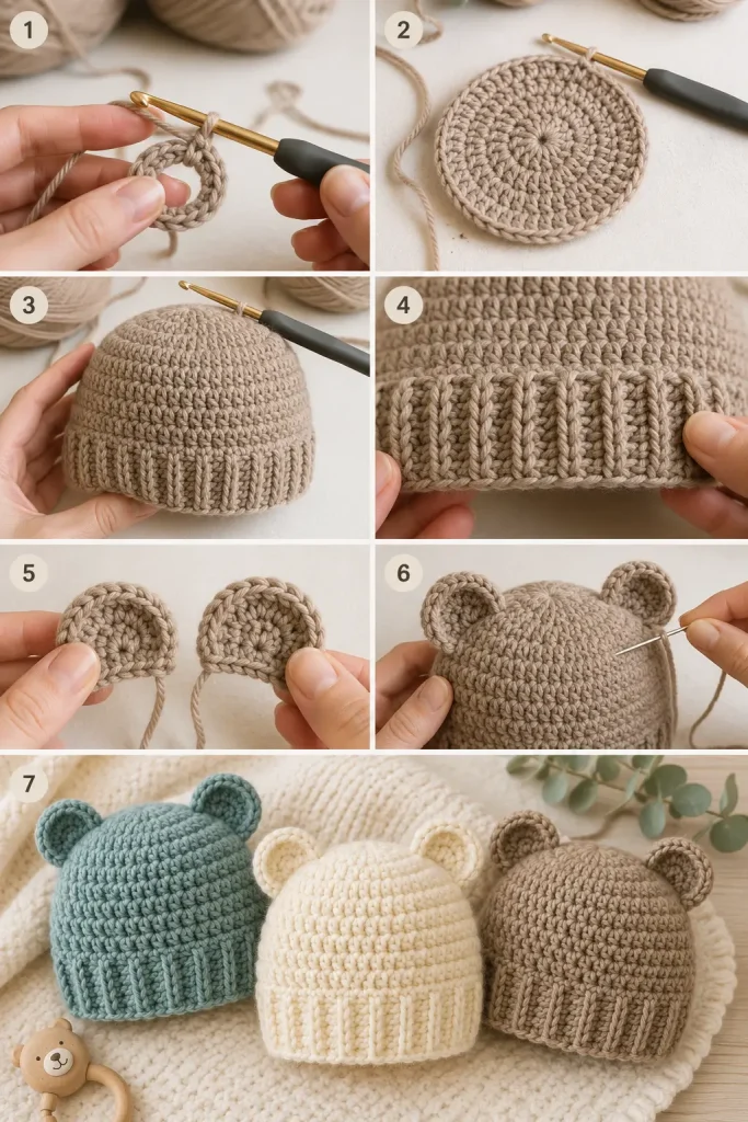 Cozy Baby Bear Crochet Hat Pattern