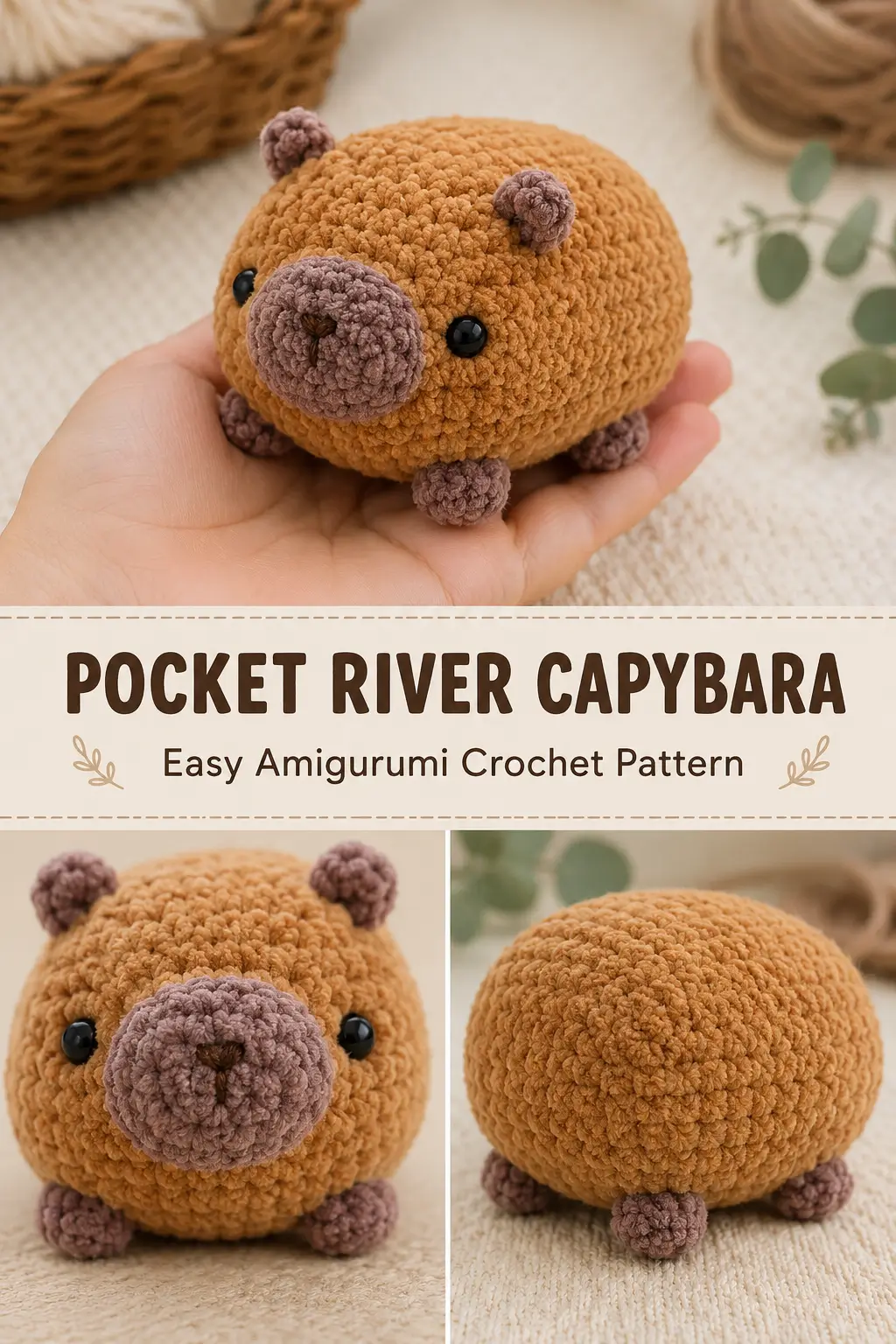 Pocket River Capybara Amigurumi Crochet Pattern