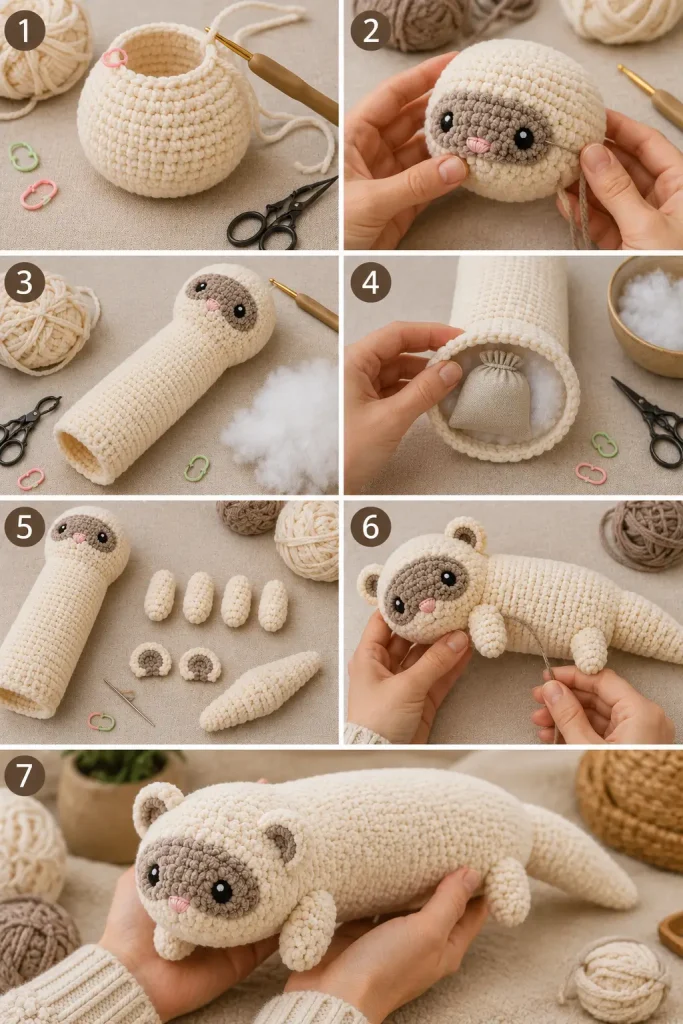 Kawaii Weighted Ferret Crochet Pattern