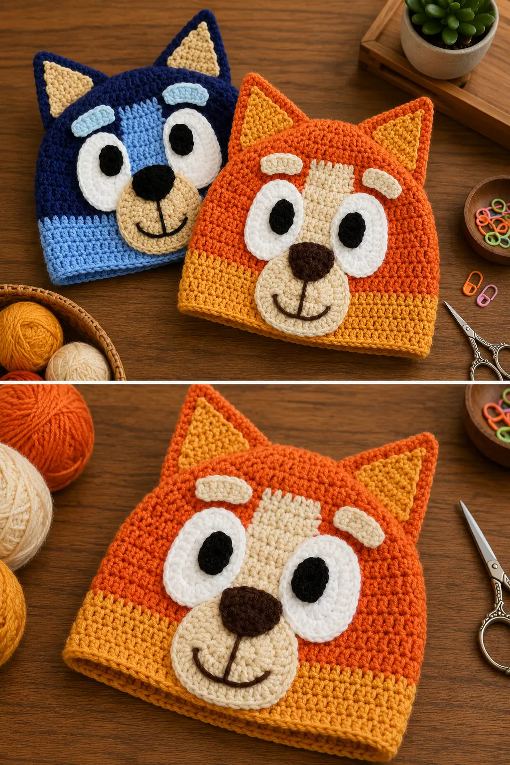 Puppy Face Crochet Hat Pattern – Cute Animal Beanie with Ears
