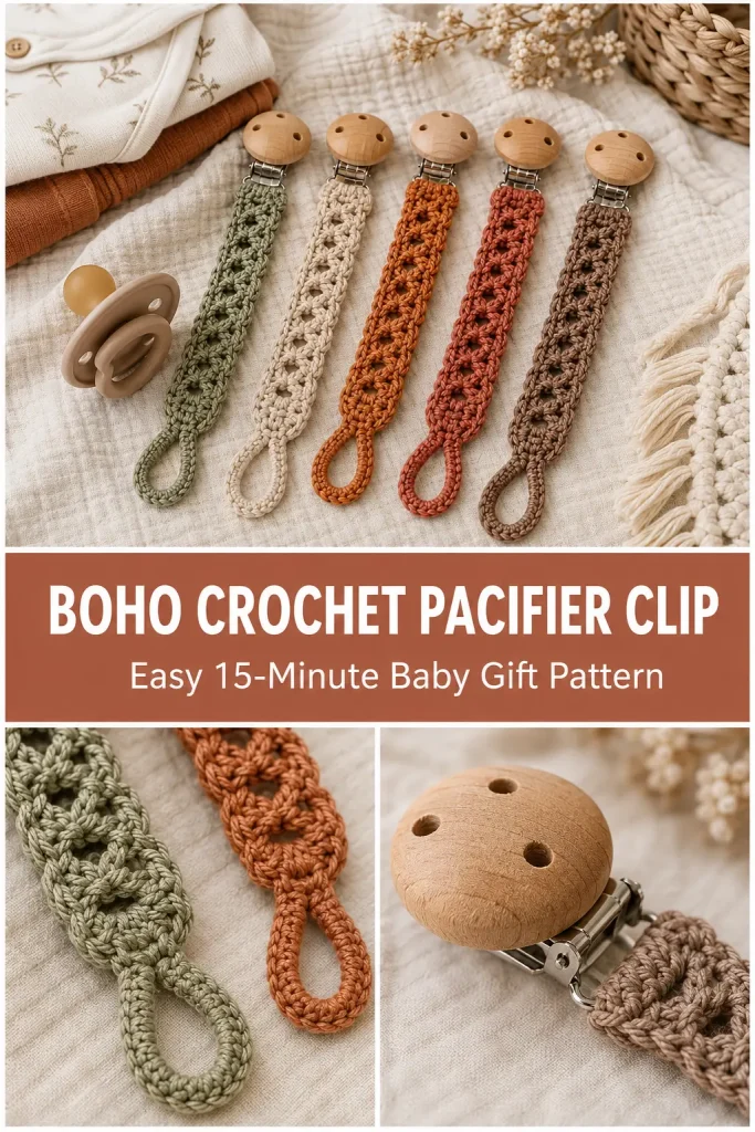 BOHO CROCHET PACIFIER CLIP