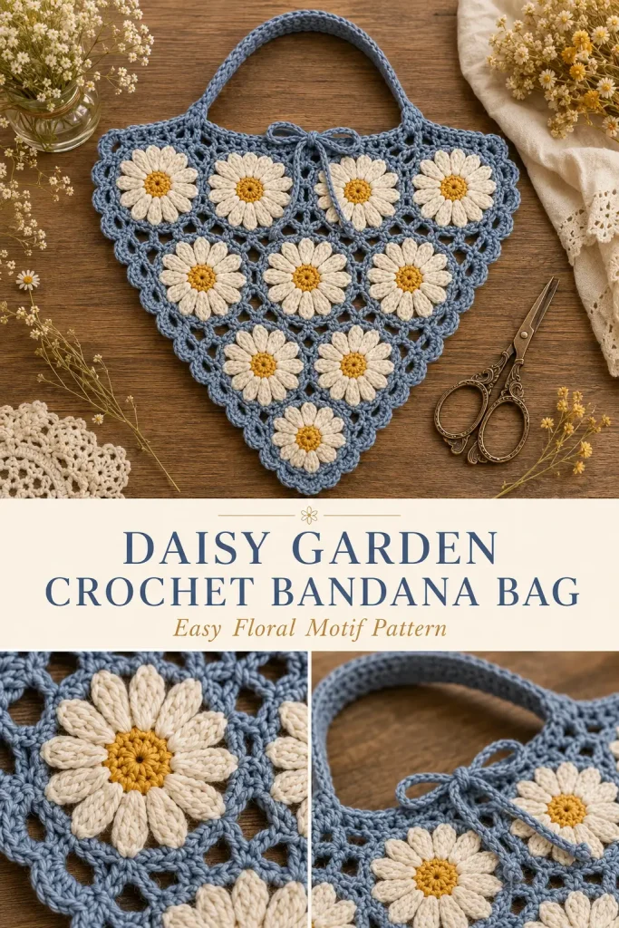 Daisy Garden Crochet Bandana Bag Pattern