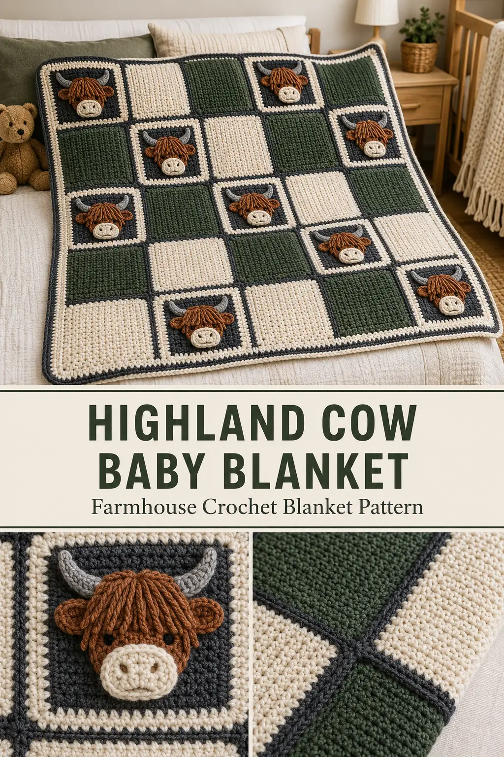 Highland Cow Baby Blanket Crochet Pattern