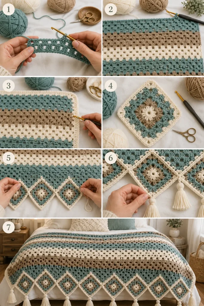 Boho Diamond Peaks Crochet Blanket Pattern