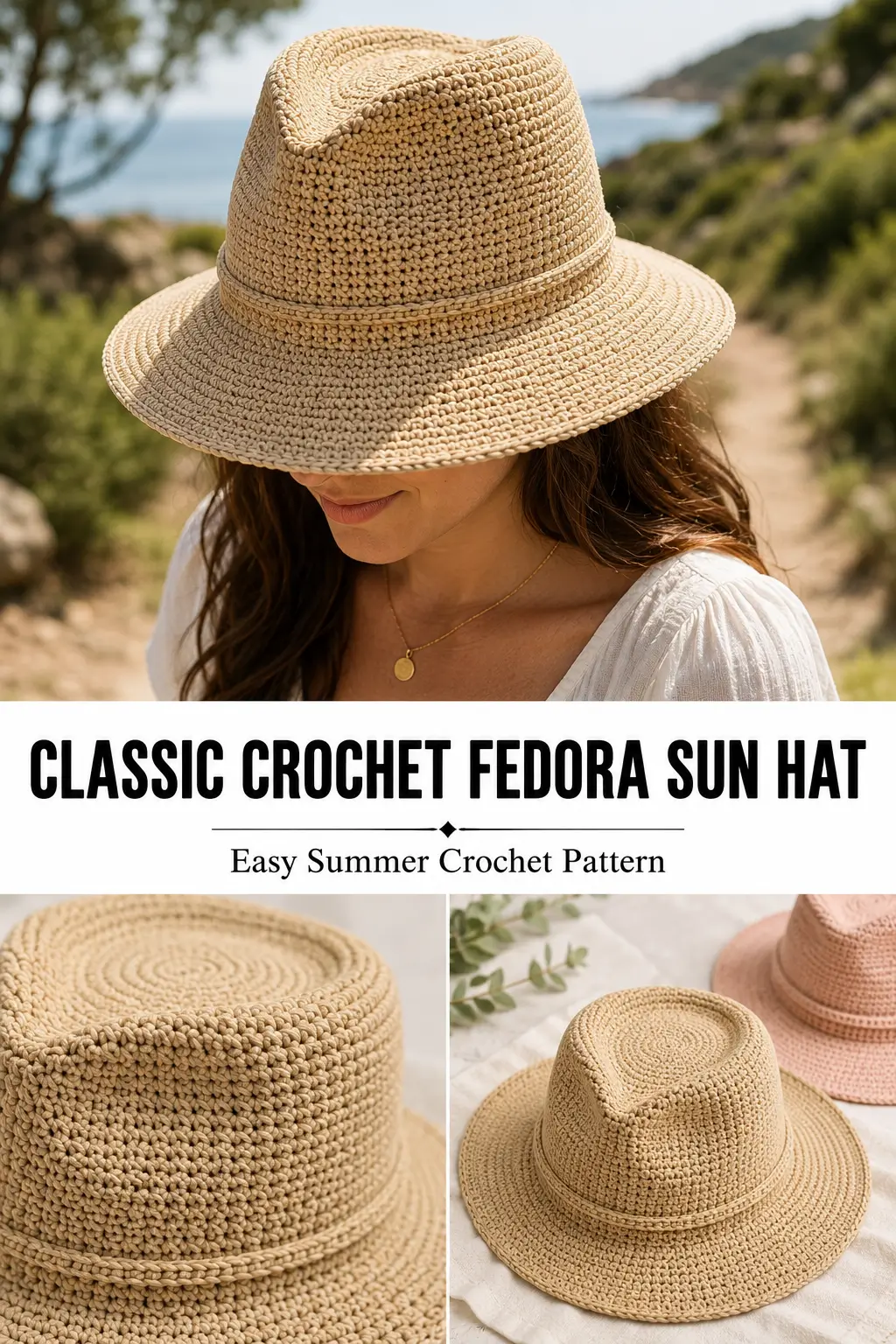 Classic Crochet Fedora Sun Hat Pattern