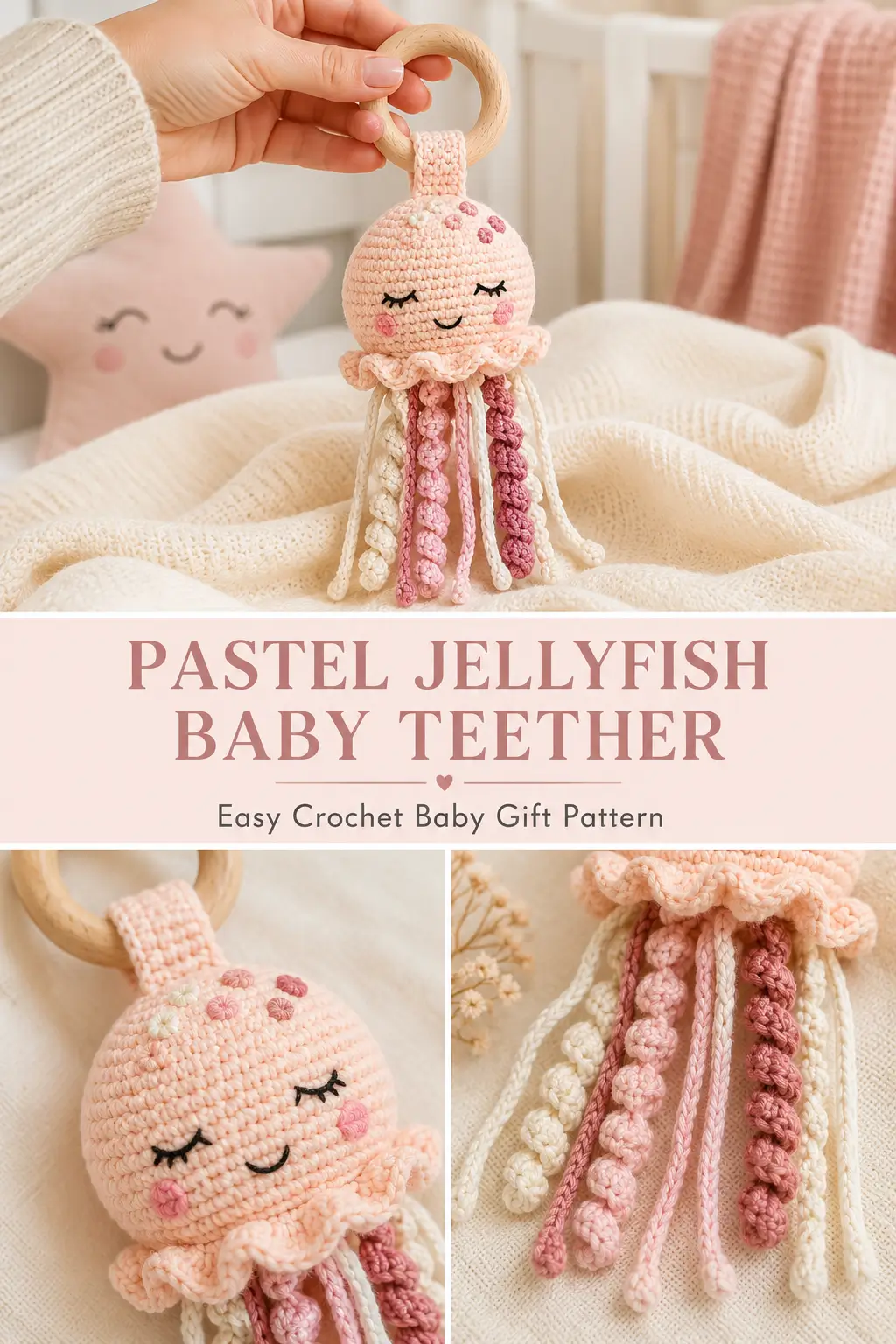 Pastel Jellyfish Baby Teether Crochet Pattern