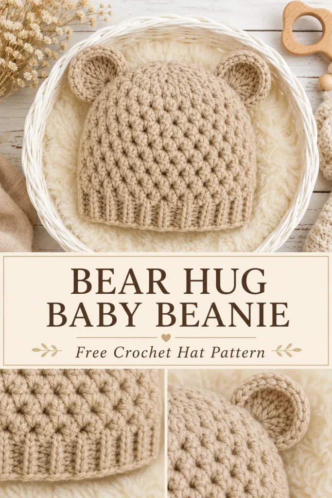 Bear Hug Baby Beanie Crochet Pattern