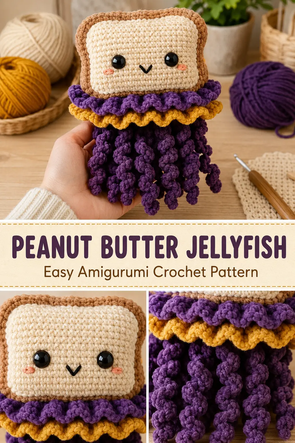 Peanut Butter Jellyfish Amigurumi Crochet Pattern