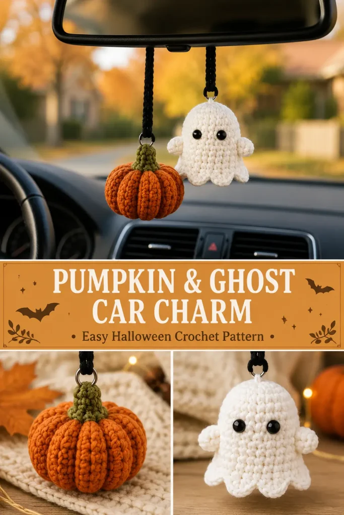 Crochet Pumpkin & Ghost Car Charm Pattern
