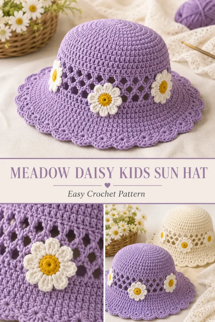Meadow Daisy Kids Crochet Sun Hat Pattern