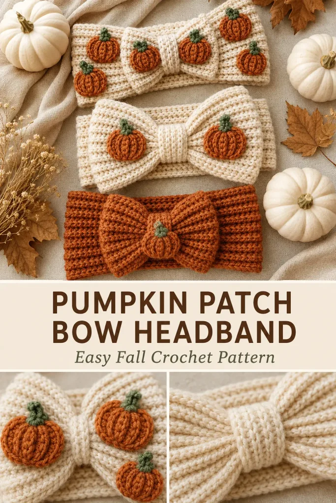 Pumpkin Patch Bow Crochet Headband Pattern