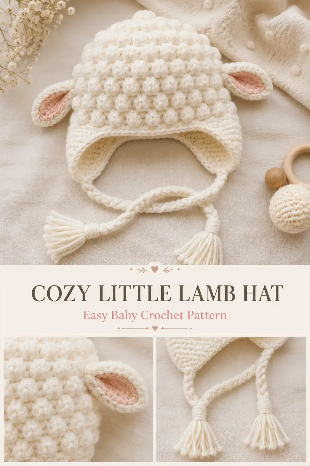 Cozy Little Lamb Baby Crochet Hat Pattern