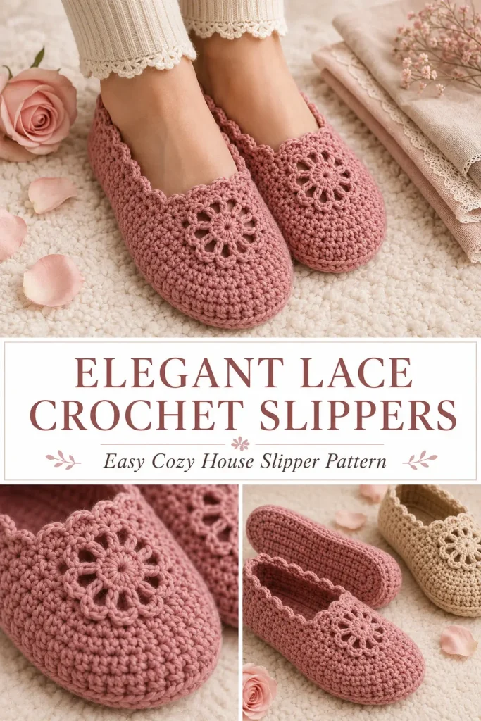 Elegant Lace Crochet Slippers Pattern