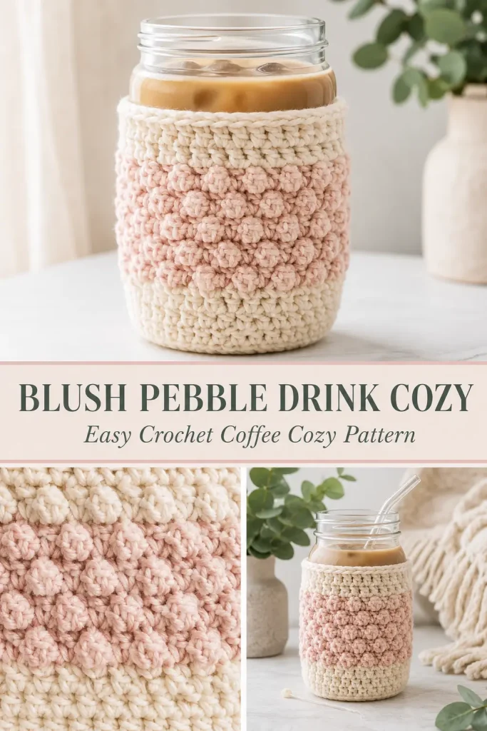 Blush Pebble Crochet Drink Cozy Pattern