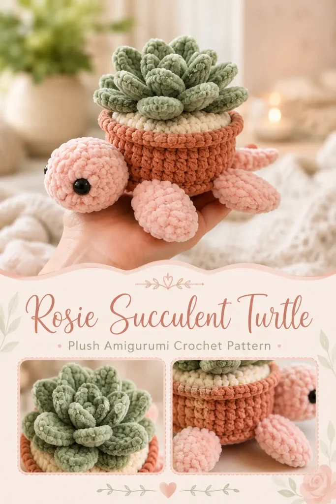 Rosie Succulent Turtle Amigurumi Crochet Pattern