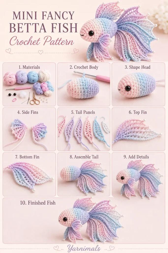 Mini Fancy Betta Fish Crochet Pattern