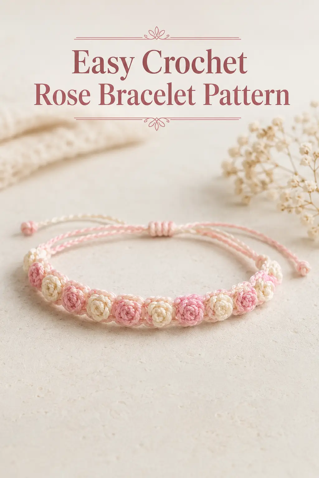 Easy Crochet Rose Bracelet Pattern