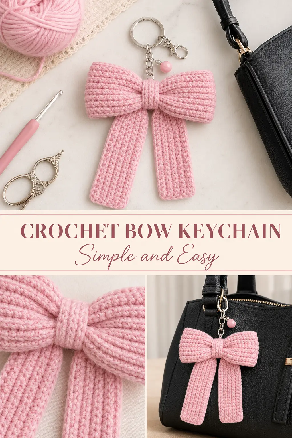 Easy Crochet Bow Keychain Pattern