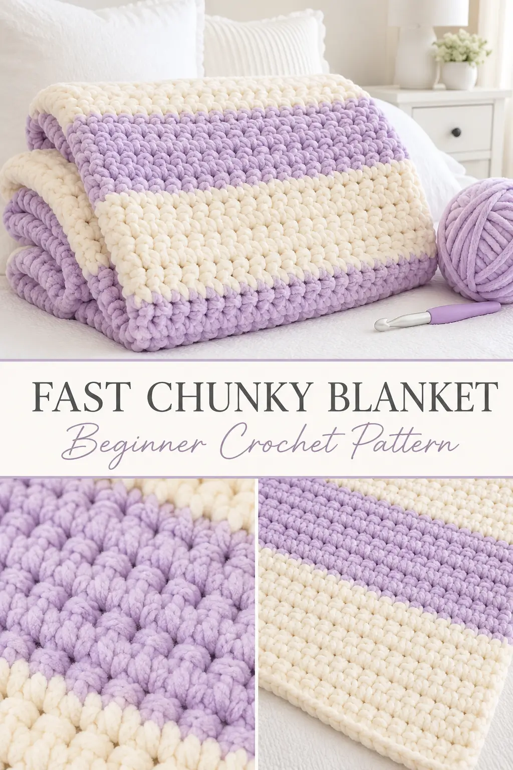 Fast Chunky Striped Crochet Blanket Pattern
