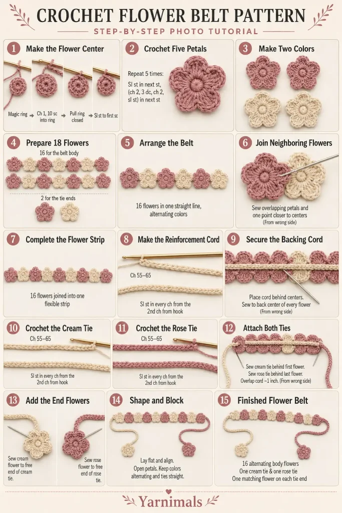 Crochet Flower Belt Pattern
