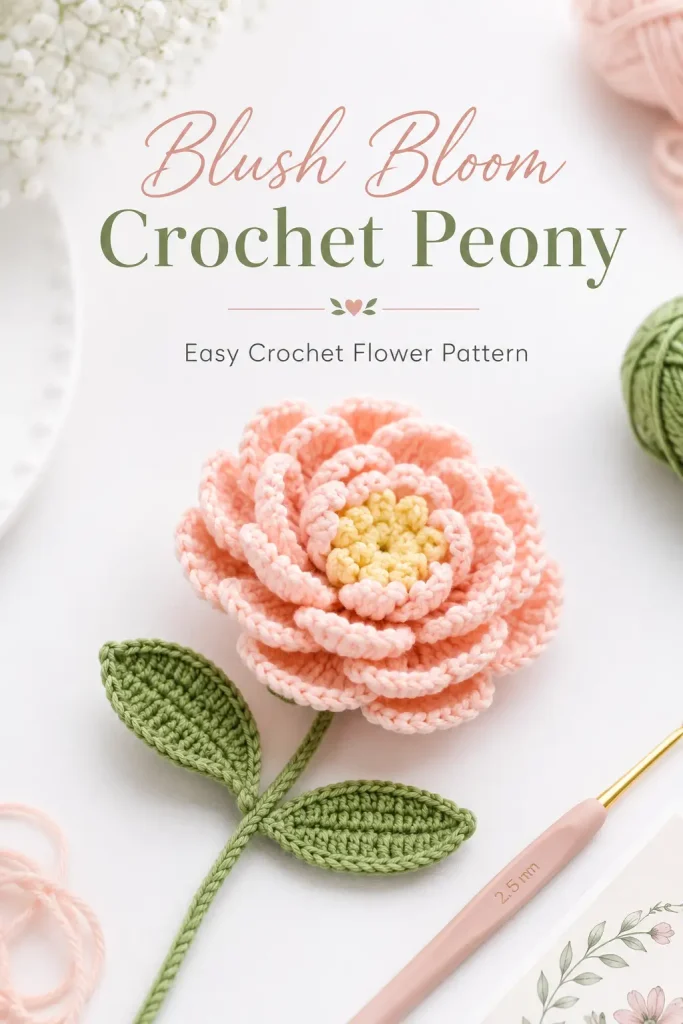 Blush Bloom Crochet Peony Flower Pattern