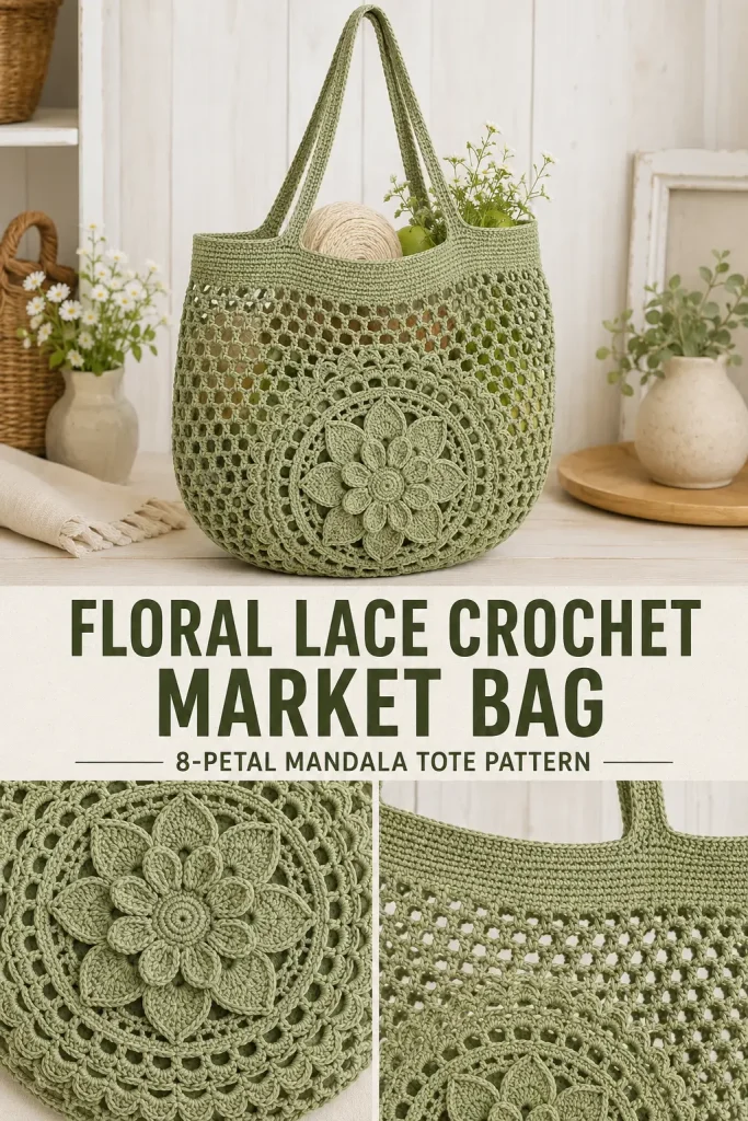 Floral Lace Crochet Market Bag Pattern