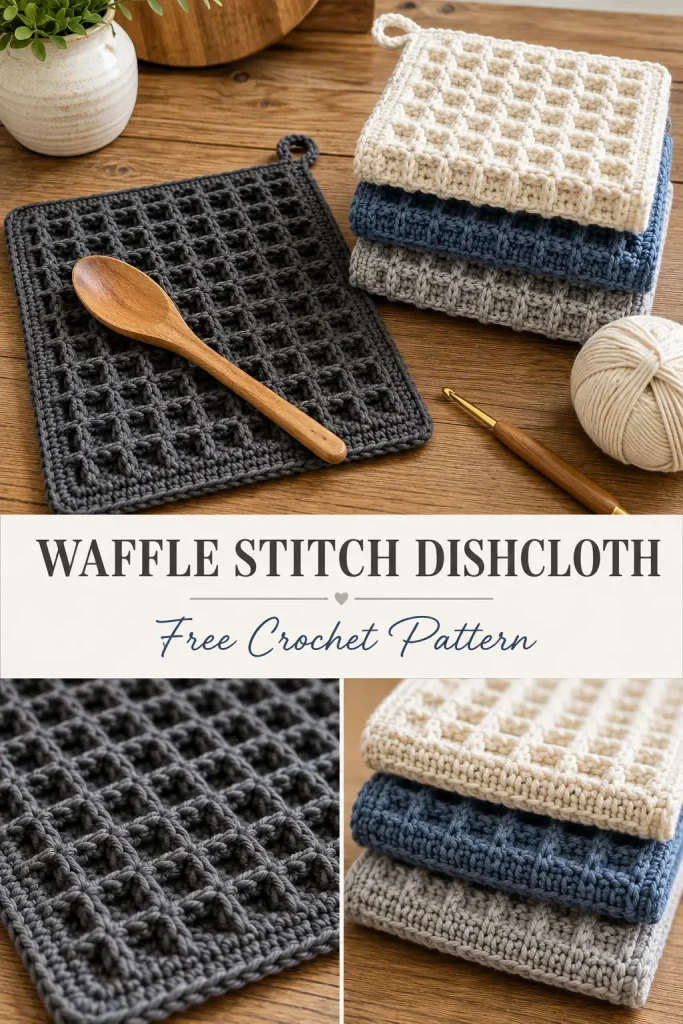 Easy Waffle Stitch Crochet Dishcloth Pattern